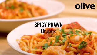 Spicy Prawn Linguine Recipe  Olive [upl. by Juli]