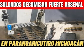 SOLDADOS DECOMISAN FUERTE ARSENAL AL CJNG EN CAMIONETA EN NUEVO PARAGARICUTIRO MICHOACÁN 🌎🇲🇽 [upl. by Sonnnie465]