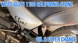 Moto Guzzi 1100 California Stone  Oil amp Filter Change [upl. by Aitnic]