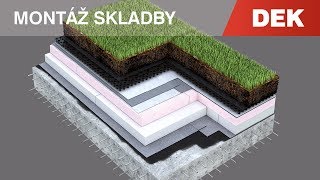 SKLADBA VEGETAČNÍ STŘECHY S INTENZIVNÍ ZELENÍ S HYDROIZOLACÍ Z PVC FÓLIE DEKPLAN 77 [upl. by Ebneter]