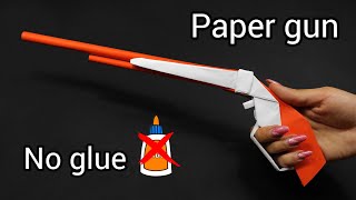 Origami gun  How to make a paper gun without glue  Easy paper weapon [upl. by Doti294]