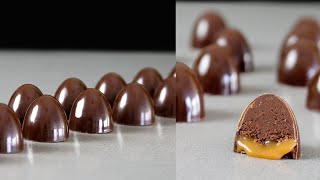 Como hacer unos Bombones de Chocolate y Caramelo  How to make some Chocolate amp Caramel Bonbons [upl. by Neom131]