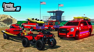 I BUILT A BEACH RESCUE STATION JETSKI  FOUR WHEELER  FS22 [upl. by Nerred]