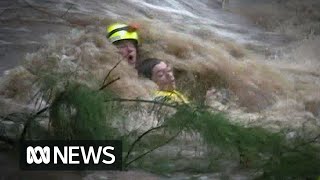 Teen rescued from Rockhampton floodwaters 2013  ABC News [upl. by Ihp]