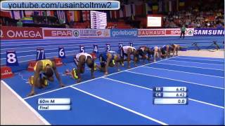 European indoor championships 2013 60 men final Jimmy Vicaut 648 [upl. by Leanor]