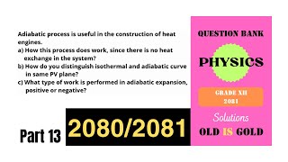 NEB Physics Class 12  Short Answer Questions  Part 13  PV Diagram Adiabatic Process [upl. by Gilmore]