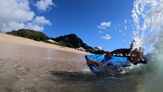 Epic Makaha shorebreak and Makua beach sand sliding [upl. by Britton]