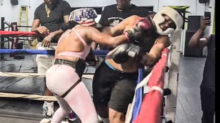 Claressa Shields BATTERS amp STOPS Troll in HEATED 60Second SPARRING BEATING Runs her OUT OF RING [upl. by Gerald]