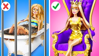 RICH GLAM vs BROKE CHIC  The Ultimate DIY Doll Makeover by 123 GO FOOD [upl. by Gizela]