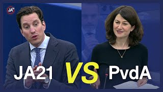 Botsing in Europarlement quotU zit in de zak van big businessquot  Hoogeveen JA21 vs Wolters PvdA [upl. by Akinom74]