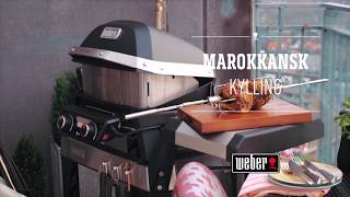 Grillet marokkansk kylling på elgrillen Weber Pulse med rotisseriet [upl. by Akehs]