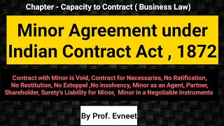 Minor Agreement under Indian Contract Act 1872  Legal Position of Minor in Contract  Minor [upl. by Darius]