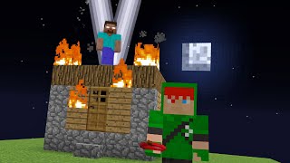 HEROBRINE ATACOU A VILA COM RAIOS MINECRAFT HEROBRINE HARDCORE 2 [upl. by Ashbey875]