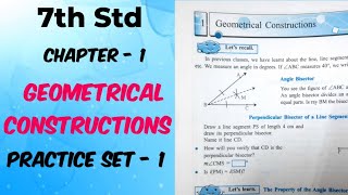 Practice set 1 Class 7th maths  1 Geometrical Constructions class 7 practice set 1 MH State Board [upl. by Tacklind]