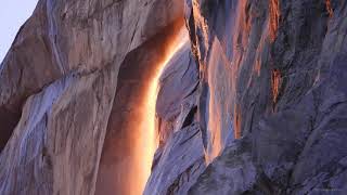 Yosemite’s Horsetail Falls “Firefall” 2182021 at 1100mm [upl. by Kamila395]