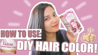 DIY HAIR COLOR HOW TO USE Liese Creamy Bubble Color in Rose Tea Brown Review  Emmerey Rose [upl. by Annekcm]