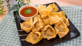 Fried Wontons Recipe สูตรเกี๊ยวทอด  Thai Recipes [upl. by Helge]