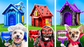 One Colored Dog House Challenge Vampire vs Ladybug vs Smurf Cat [upl. by Aknayirp744]