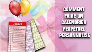 ∞ Calendrier perpétuel personnalisé à faire soimême [upl. by Jocko]