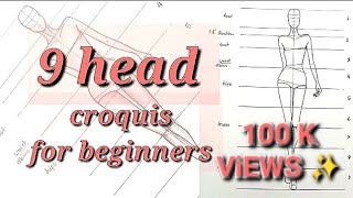 How to draw 9 head croquis for beginners  step by step  fashion figure  illustration tutorial [upl. by Anek]