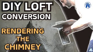 Loft Conversion part 45  DIY rendering a chimney breast Sand cement render for beginners [upl. by Frieda620]