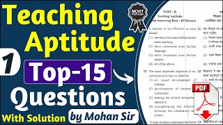 Teaching Aptitude  Practice SET01  important question of teaching aptitude  CUET BEd Questions [upl. by Muns]