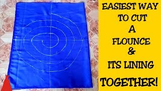 HOW TO CUT A FLOUNCE AND ITS LINING AT ONCE  STITCHADRESS [upl. by Je]