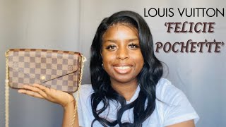 Louis Vuitton Felicie Pochette Damier Ebene Review  Luxury Designer Bag Unboxing [upl. by Chilt]