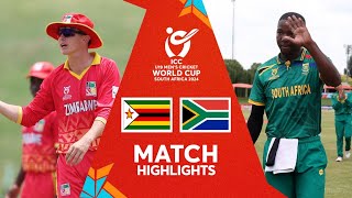 Zimbabwe v South Africa Match Highlights  ICC U19 Men’s CWC 2024 [upl. by Rolph]