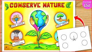 Nature Conservation Day Drawing  Save nature poster chart project  Easy [upl. by Marella]