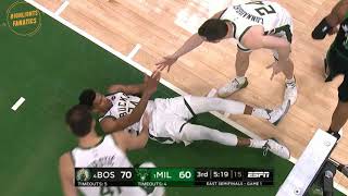 Al Horford INSANE block vs Giannis Antetokounmpo  sends him flying  Celtics vs Bucks  game 1 [upl. by Florri]