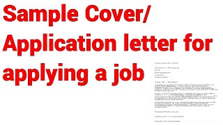 SAMPLE COVER LETTER  SAMPLE APPLICATION LETTER FOR JOBS I MOST EFFECTIVE COVERING LETTER SAMPLE [upl. by Iolenta]