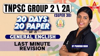 TNPSC Group 2 English Classes  General English Day 20  Last Minute Revision  By Pranawa Mam [upl. by Brecher467]