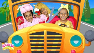 Wheels on the bus Animal Version  Nursery rhymes amp Kids songs  Kuku and Cucudu [upl. by Philipa]