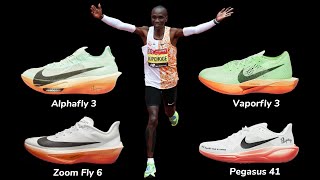 Nike Alphafly 3  Vaporfly 3  Zoom Fly 6  Pegasus 41  Eliud Kipchoge runningshoes running [upl. by Yecniuq]