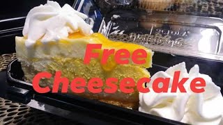 My Free Slice of Mango Key Lime Cheesecake from Cheesecake Factory  Slice of Joy [upl. by Kcirrad]