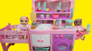 Baby Alive baby doll Twins Feeding Routine in baby doll Nursery with kitchen [upl. by Domini917]