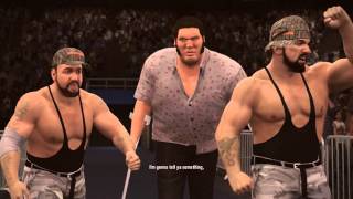 WWE 2K16 Hall of Fame Showcase The Bushwhackers vs The Natural Disasters [upl. by Nerrat607]