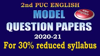 2nd PUC ENGLISH MODEL QUESTION PAPERS 202021 [upl. by Cartwell]