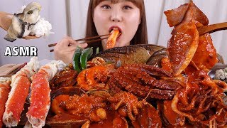 ASMR Mukbang｜굴밥과 킹크랩 다리 전복 문어 오징어를 넣은 매콤한 해물찜까지 먹어보아용 [upl. by Naihs]