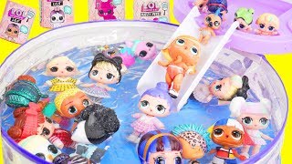 LOL Surprise Dolls Pool Party Mix Up with Lil Sister Fuzzy Pets  Toy Egg Videos [upl. by Brost]