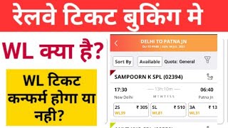 WL ka matlab kya hota hai  WL ticket confirmation chances  WL Waiting List means in hindi [upl. by Acirretal975]