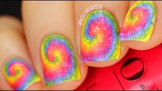 EASY Rainbow Tie Dye Nail Art Design Tutorial Pride Manicure  KELLI MARISSA [upl. by Odlanar]