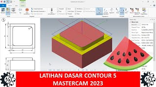 Latihan Dasar 5 MasterCAM 2023  Materi Belajar CNC  Menu Milling Contour [upl. by Monroe442]