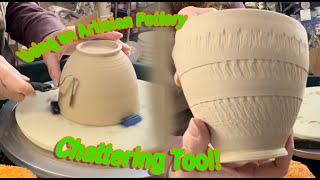 Chattering Pottery with an Artisian Pottery Tools Trimming Chatter Tool [upl. by Tatman]