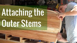 Attaching the Outer Stems Ep 8  Cedar Strip Canoe Build [upl. by Dlanar]