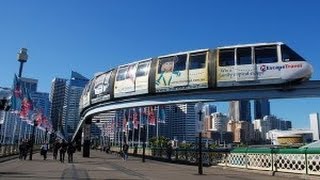 MONORAIL train in Sydney CBD Australia HD video real sound [upl. by Ativad]