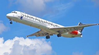 Scandinavian Airlines SAS McDonnell Douglas MD82 OYKHE Crosswind Landing Heathrow 27L 1080p HD [upl. by Shinberg197]