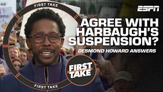 Desmond Howard has an issue with the Big Tens process of Jim Harbaughs suspension  First Take [upl. by Asyal]