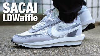 Nike x SACAI LDWaffle Summit White REVIEW amp On Feet [upl. by Ahsemak]